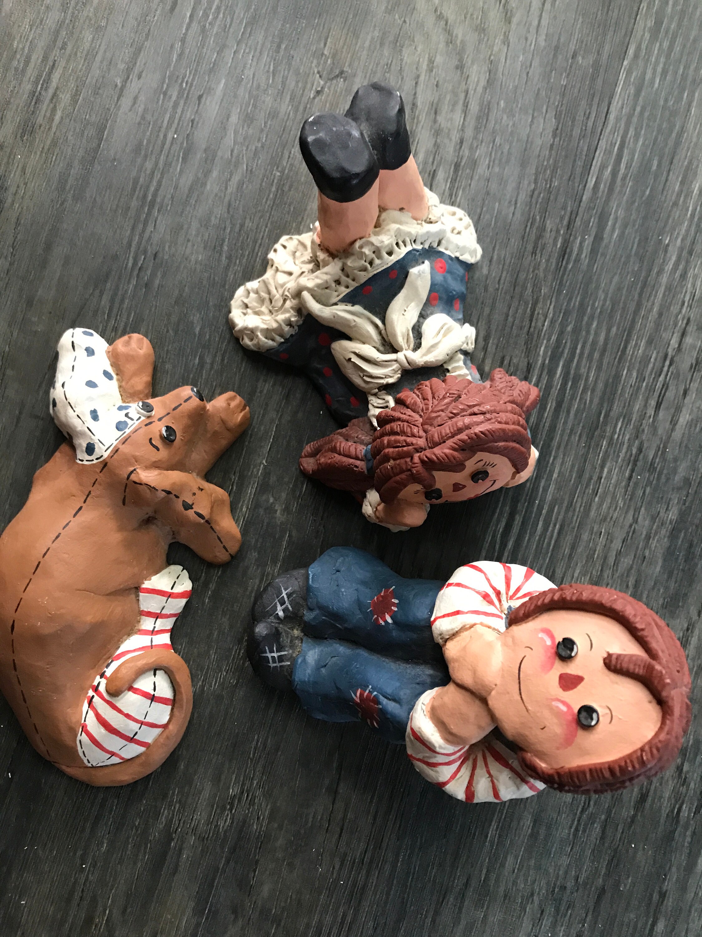Raggedy Ann Andy and Rags the Dog Handpainted Figurines - Etsy