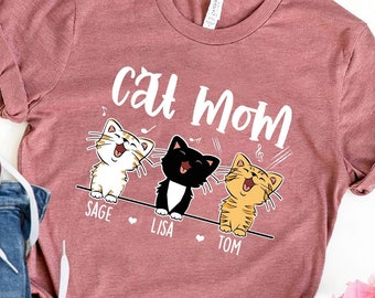 Personalized Cat Shirt, Gift To Cat Mom, Custom Pet Lover Shirt, Cat Shirt, Gift For Her, Cat Mama Shirt, Cat Lover Gift