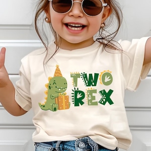 Boys Dinosaur Birthday Shirt, Two Rex Birthday Tee, T Rex Birthday Tee, Cute 2nd Birthday Shirt, Birthday Boy Outfit, Dinosaur Party Shirt