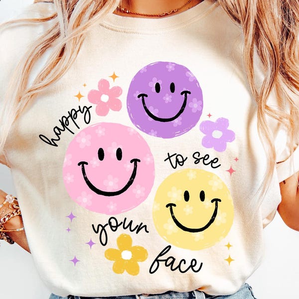 Comfort Colors Teacher Shirt, Happy To See Your Face Shirt, Teacher Appreciation Gift, Back to School Gift, Teacher Shirt, New Teacher Gifts