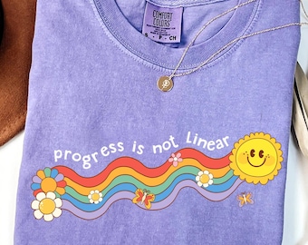 Comfort Colors Progress Is Not Linear Teacher Shirt, Mental Health Awareness Shirt, SPED Teacher Shirt, Special Education, School Counselor