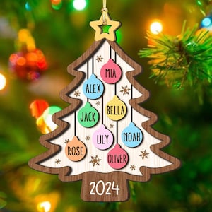 Personalized Christmas Tree Ornament, Family Christmas Ornament2024, Family Name Wooden Ornament, Family Keepsake Gifts, Large Family Gifts