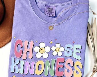 Choose Kindness Teacher Shirt, Comfort Colors Groovy Teacher Shirt, Back To School Shirt for Teacher, Retro Be Kind Teacher Shirt