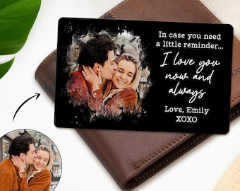 Custom Photo Wallet Insert Card, Valentines Day Gift for Boyfriend, Valentine Gift for Husband, Metal Wallet Card, Gift for Him, Custom Gift