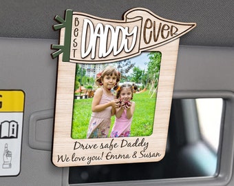 Father's Day Gift, Custom Dad Sun Visor Clip, Drive Safe Daddy Dad Photo Frame Car Visor Clip, Dad Visor Clip, Visor Clip Picture Frame