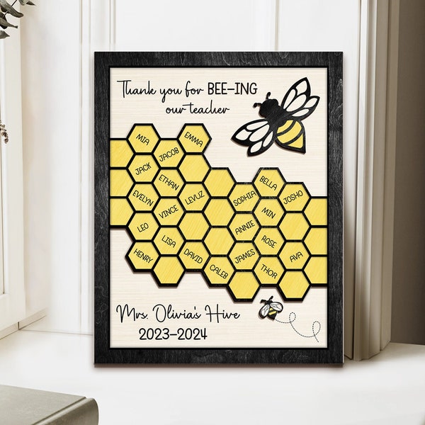 Teacher Appreciation Gift From Class, End of Year Teacher Gift, Cute Bee Thank You  Gift for Teacher, Memory Keepsake Plaque from Students