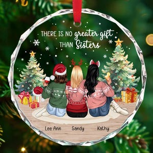 Adorno de hermana 2025, Adorno navideño de hermana, Adorno navideño de mejor amiga, Adorno de amigas, Regalo de hermana a hermana, Adorno de amigas Glass Ornament