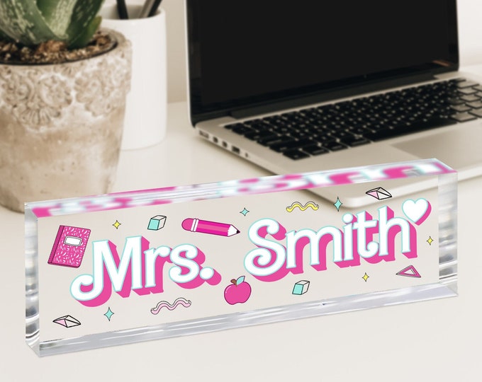 Personalized Teacher Desk Name Plate, Teacher Appreciation Gifts, Classroom Decor, Custom Teacher Name Sign, Teacher Gift, Teacher Desk Sign