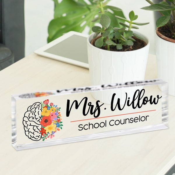 Custom Teacher Desk Name Plate, School Counselor Gift, School Psychologist Gifts, Teacher Gifts, Teacher Appreciation Gift, Gift for Teacher