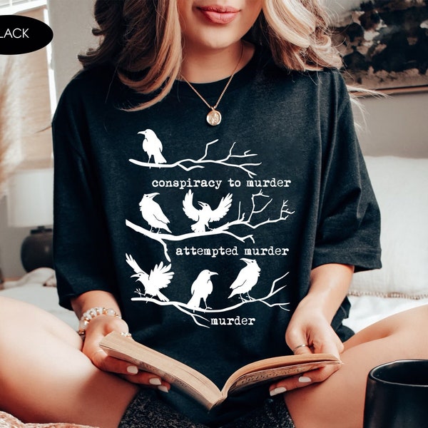 Funny A Murder Of Crows Shirt, Bookworm Shirt, Crow Puns Shirt, Funny Teacher Shirt, Read Across America Shirt, Funny Librarian Shirt