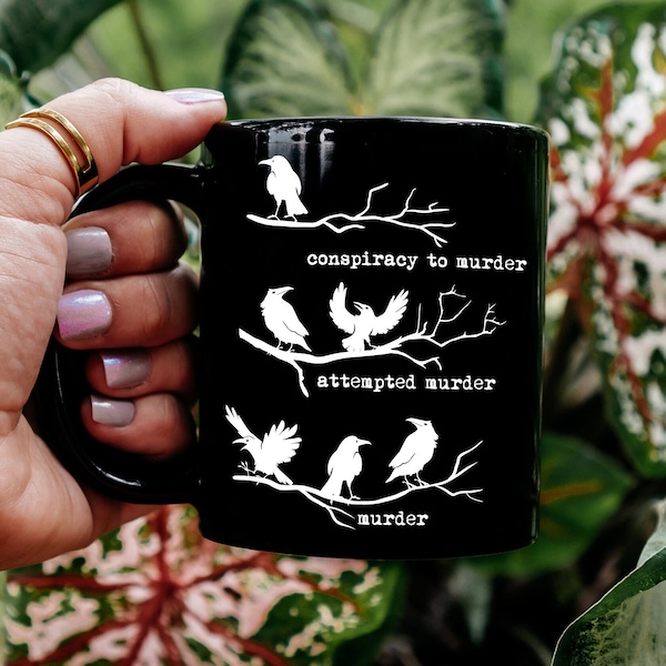 Funny A Murder Of Crows Mug, Crow Puns Mug, Book Lover Mug, Book Lover Mug, Librarian Mug, True Crime Fan Gift, Fall Mug, Ceramic Coffee Mug