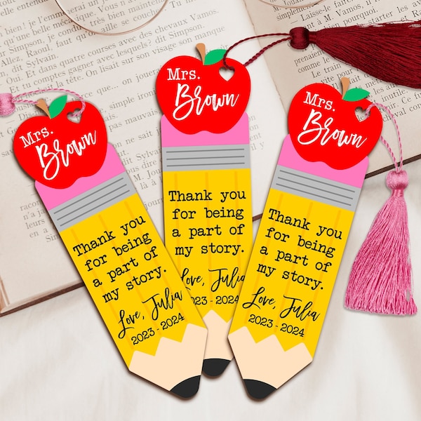 Teacher Bookmark, Teacher Appreciation Gift, Personalize Wooden Bookmarks, Gift for Teacher, Thank You Teacher, End of School Student Gift