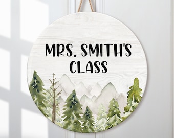Teacher Christmas Gift, Teacher Name Door Sign, Teacher Door Hanger, Teacher Appreciation, Custom Teacher Gift, Mountain Class Welcome Sign
