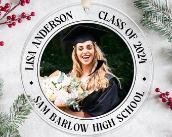 Graduation Ornament, Class Of 2024, Senior Ornament, Graduation Gift, High School College Ornament, Custom Photo Christmas Ornament