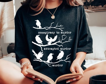 Funny A Murder Of Crows Shirt, Bookworm Shirt, Crow Puns Shirt, Funny Teacher Shirt, Read Across America Shirt, Funny Librarian Shirt