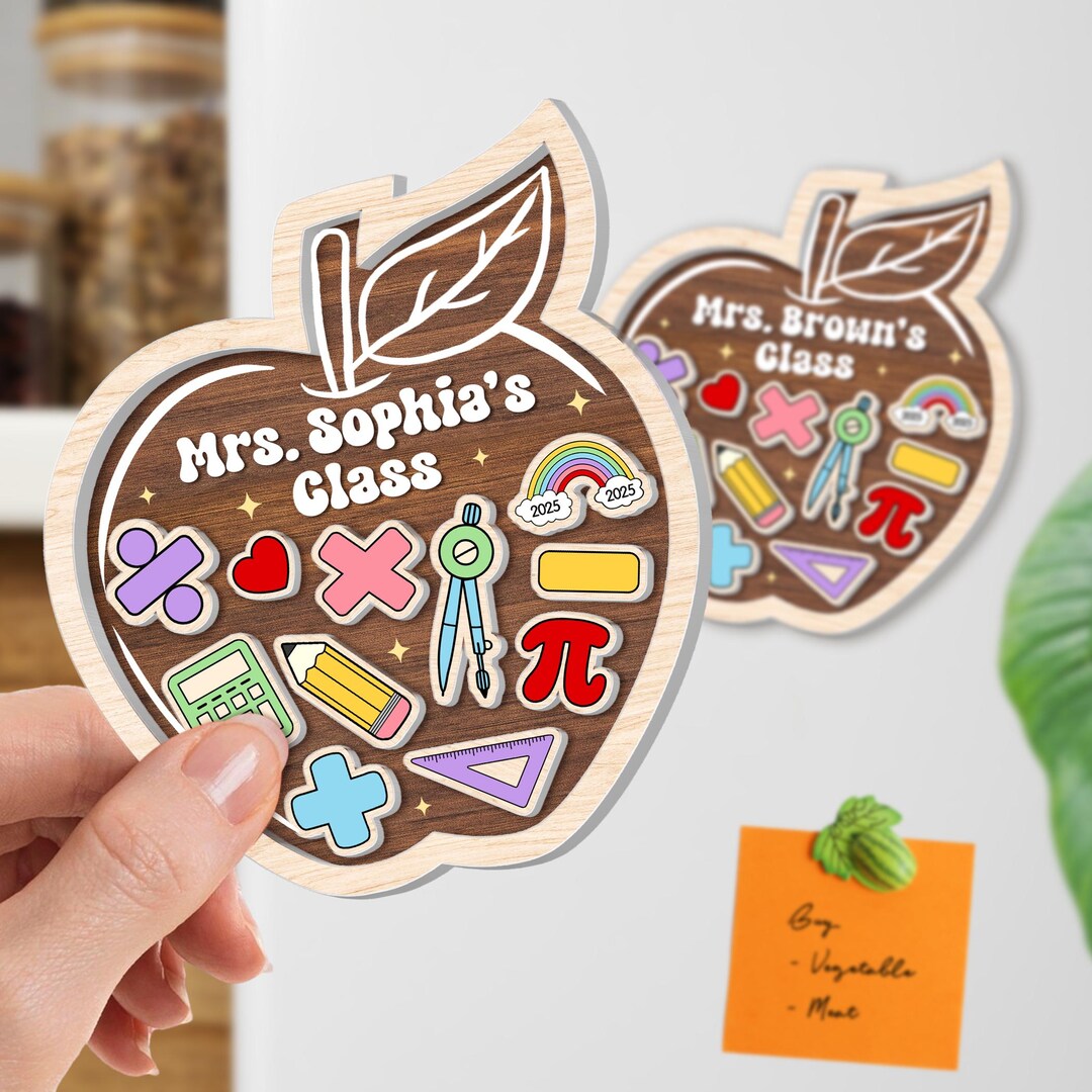 Math Teacher Gifts, Personalized Teacher Apple Magnet, Teacher Math ...