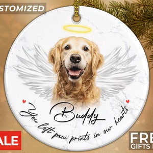 Adorno personalizado con foto de perro, Adorno de perro ángel, Adorno conmemorativo personalizado para mascotas, Adorno navideño personalizado para perro, Regalo para recordar a un perro