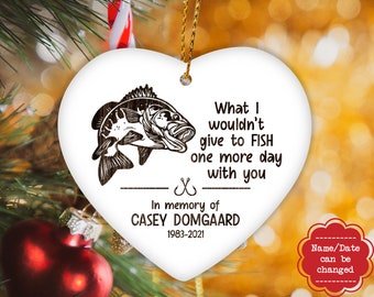 NIP Christmas Ornament 115 Wishin' I Was Fishin'   Fishing Man w/ Fish