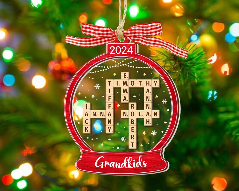 Family Scrabble Ornament, Scrabble Personalized Christmas Ornaments
