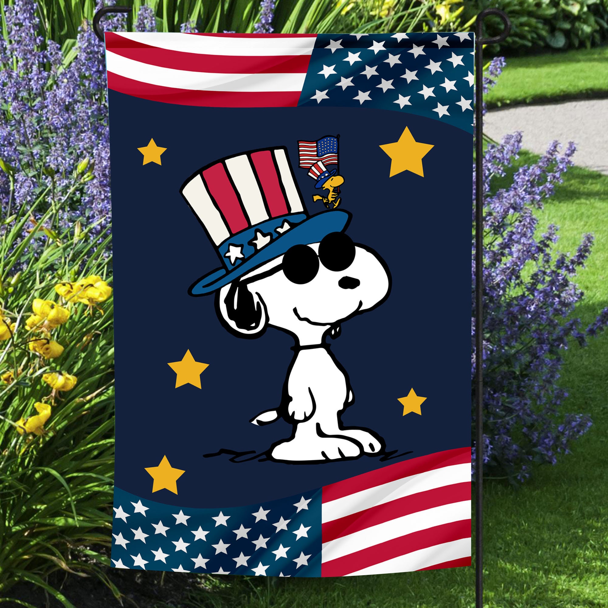 Peanuts Snoopy Flag USA Garden Flag 4th Of July American Etsy