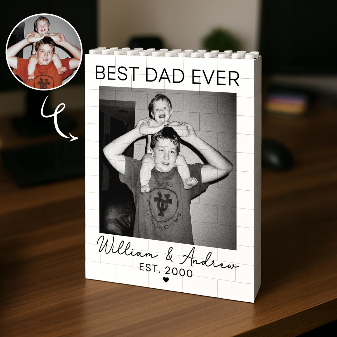 Personalized Photo Dad Building Block, Custom Best Dad Ever Brick ...