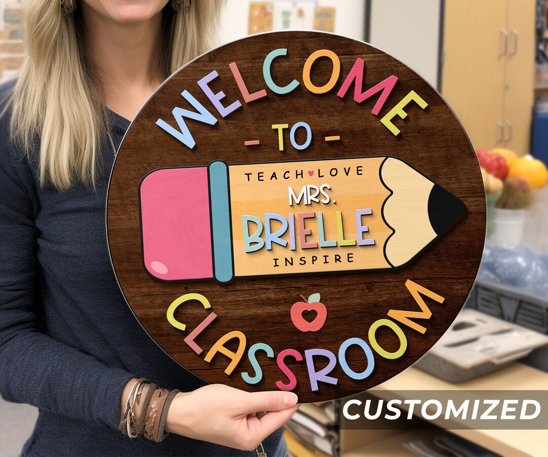 Teacher Door Hanger Custom Teacher Door Sign Teacher Name Etsy