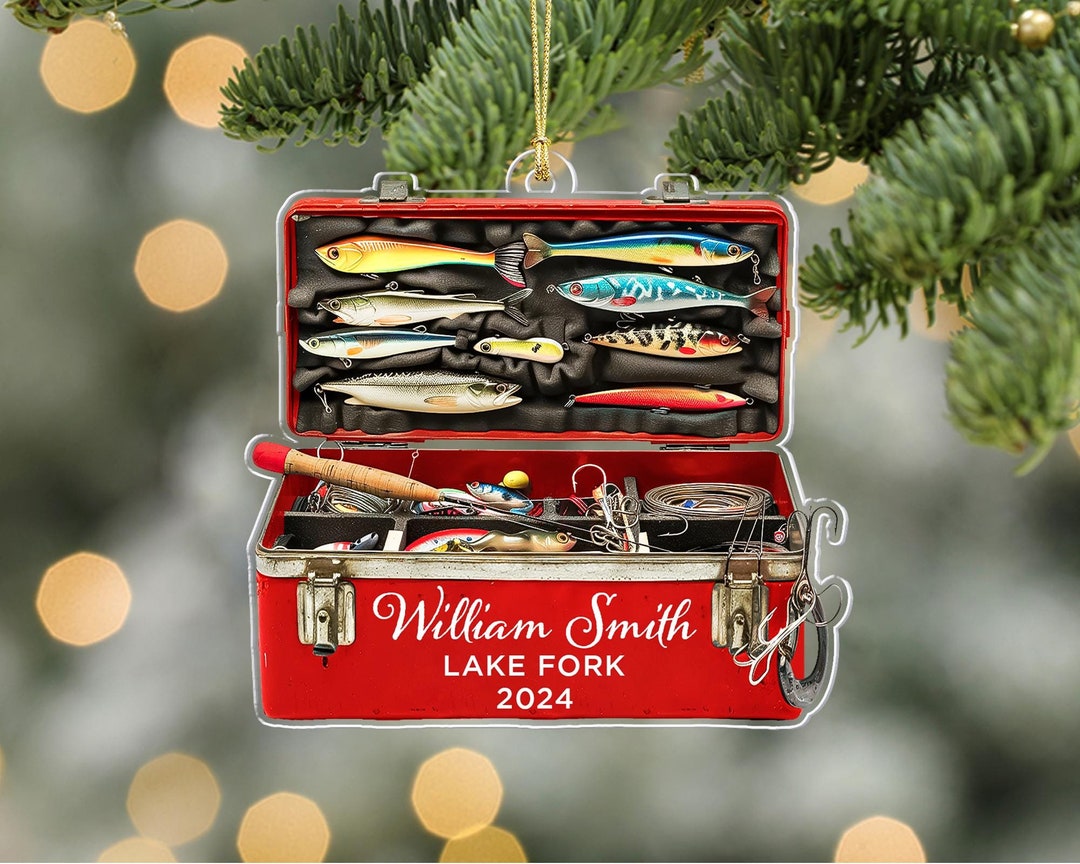 Personalized Fishing Christmas Ornament, Fisherman Tackle Box Ornament ...