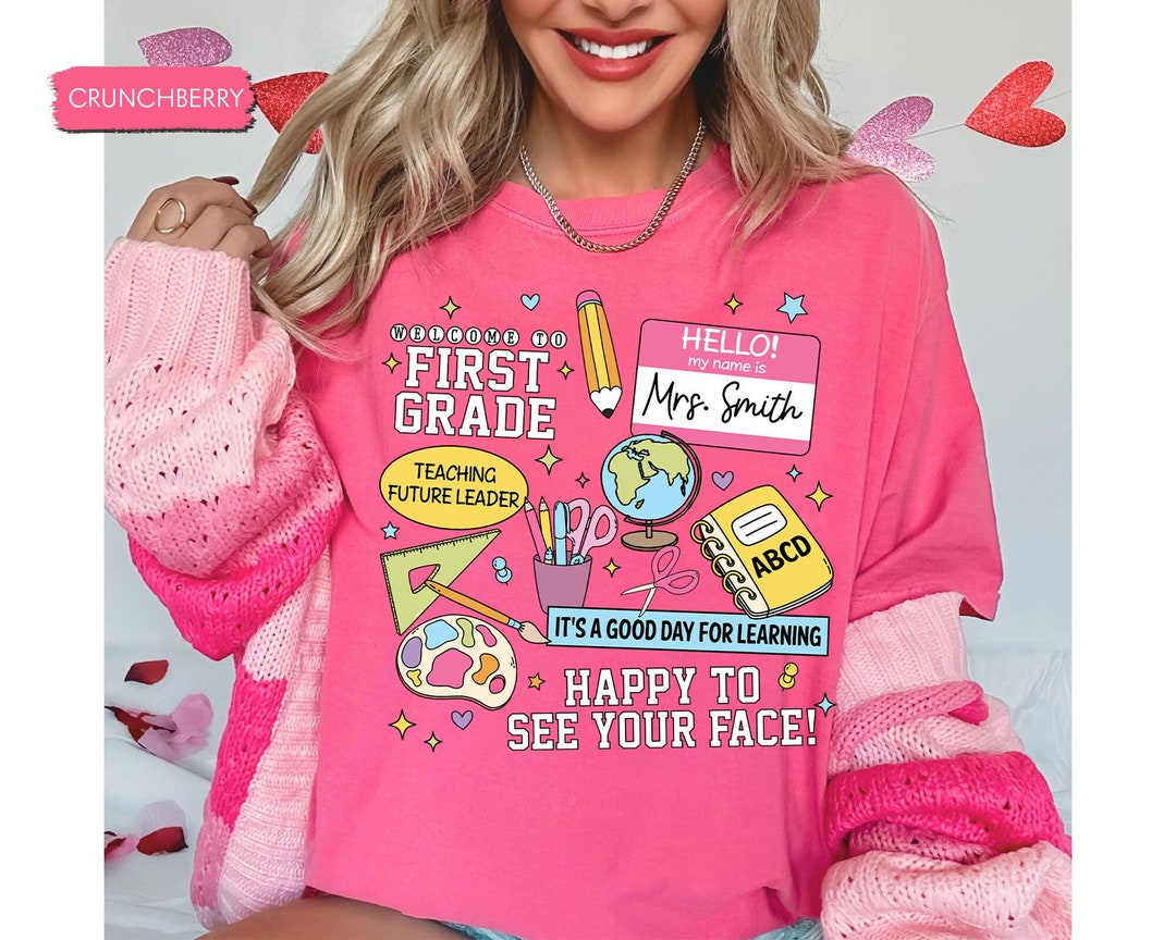 Personalized Teacher Shirt, First Grade Teacher Shirt, Groovy Teacher ...