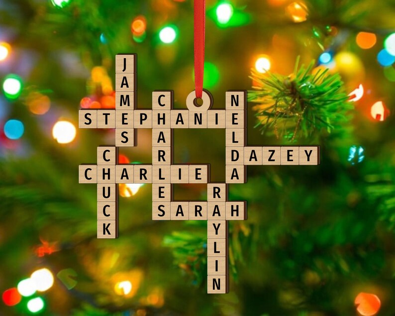 Family Crossword Christmas Ornament, Custom Family Ornament 2024