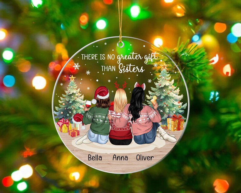 Adorno de hermana 2025, Adorno navideño de hermana, Adorno navideño de mejor amiga, Adorno de amigas, Regalo de hermana a hermana, Adorno de amigas imagen 13