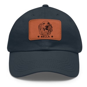 Dog Dad Hat, Father Day Gift, Pet Portrait from Photo, Custom Dog Photo Portrait, Dad Leather Patch Hat, Dog Mom Gift, Dog Dad Gift image 2