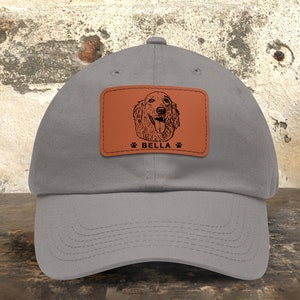 Dog Dad Hat, Father Day Gift, Pet Portrait from Photo, Custom Dog Photo Portrait, Dad Leather Patch Hat, Dog Mom Gift, Dog Dad Gift image 3