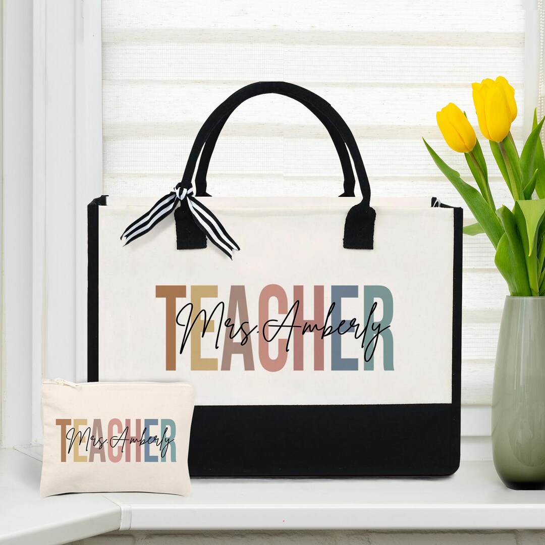 Teacher Appreciation Gifts Bag, Retro Teacher Cotton Canvas Tote Bag ...