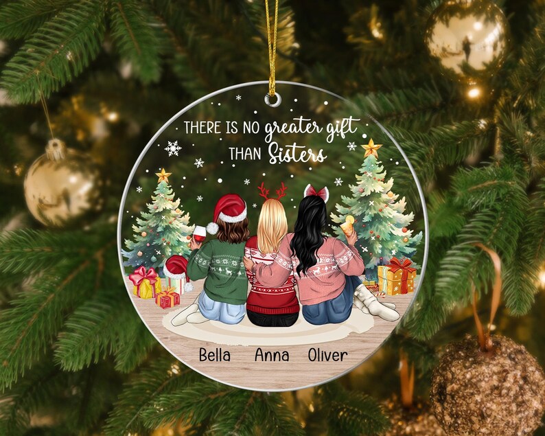 Adorno de hermana 2025, Adorno navideño de hermana, Adorno navideño de mejor amiga, Adorno de amigas, Regalo de hermana a hermana, Adorno de amigas imagen 9