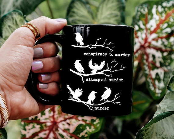Funny A Murder Of Crows Mug, Crow Puns Mug, Book Lover Mug, Book Lover Mug, Librarian Mug, True Crime Fan Gift, Fall Mug, Ceramic Coffee Mug