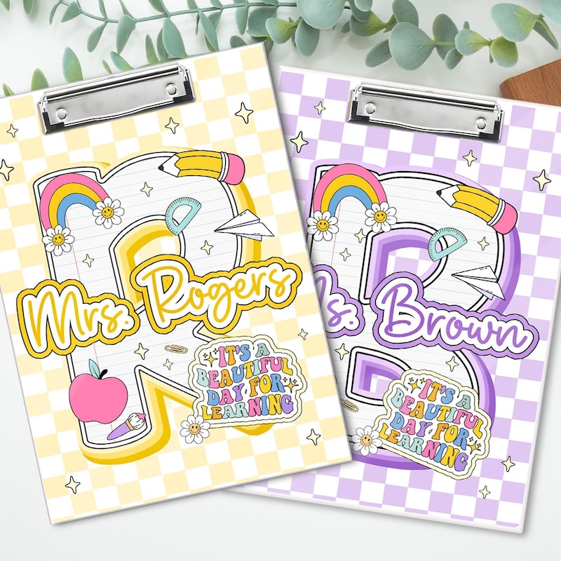 🎁BUY 2 FREE SHIPPING🎁Personalized Teacher Clipboard With Name, Groovy Teacher Clipboard, Teacher Appreciation Gift, Teacher Thank You Gift, End Of Year Gift