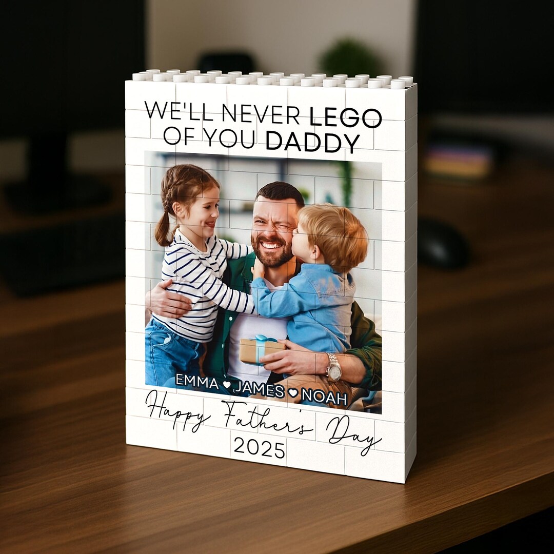 Father Block Personalized Father's Day Gift for Dad, Custom Photo Building Block ...