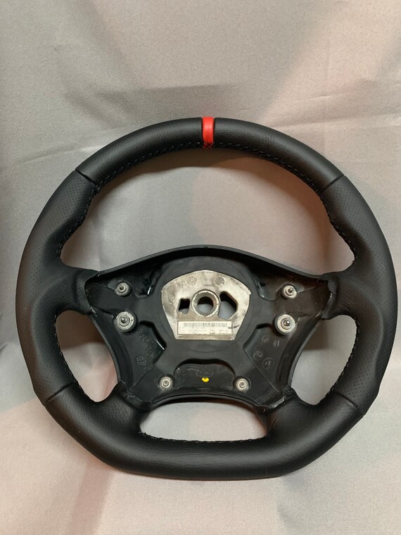 Easy Car Tuning Black Perforated Real Leather Steering Wheel Cover For Mercedes Sprinter 2006+ - Red Stitch