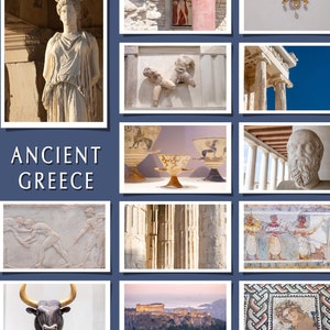 Ensemble de 12 cartes postales d'art de la Grèce antique, carte unique, trésor du monde antique, statue de temple en marbre, photo de voeux, enveloppe vierge, décoration d'intérieur