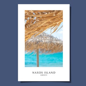 Poster cartolina isola di Naxos Grecia Vacanza soleggiata greca Spiaggia sabbiosa Mediterraneo Cicladi Mar Egeo Arte Stampa giclée Regalo arrotolato SENZA CORNICE
