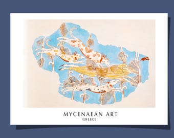 Jagende Wildschwein Poster Postkarte Mykenische Fresko Tiryns Palast Antike Griechenland Wandmalerei Wandbild Kunst Giclée Druck Geschenk Rolled UNGERArahmt