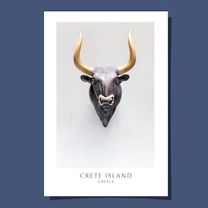 Poster/Cartolina Testa di Toro Minoica Rhyton Greco dal Palazzo di Cnosso Creta Isola Antica Civiltà Arte Stampa Giclée Regalo Arrotolato SENZA CORNICE