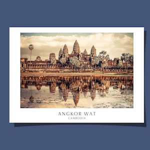 Póster/postal de Angkor Wat, templo, arquitectura antigua de Camboya, impresión Giclée del Imperio Jemer, puesta de sol, Siem Reap, ideas para regalos, arte enrollado, SIN MARCO
