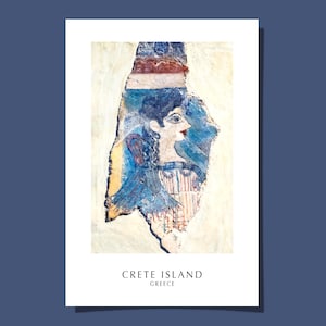 Minoan Lady Poster Cartão Postal La Parisienne Fresco Grécia Creta Knossos Pintura Antiga Idade do Bronze Arte Giclée Impressão Presente Rolado SEM MOLDURA