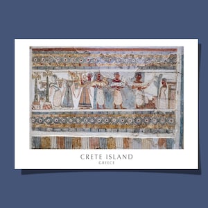 Affiche/carte postale fresque minoenne Grèce offrant scène palais Phaistos Crète Knossos civilisation ancienne Art impression giclée cadeau roulé sans cadre