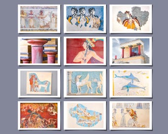 Ancient Greece Art Postcard / Greeting Card A6 B6 Size Set or Single Matt With Envelope Minoan Mycenaean Frescos Painting Fine Giclée Print