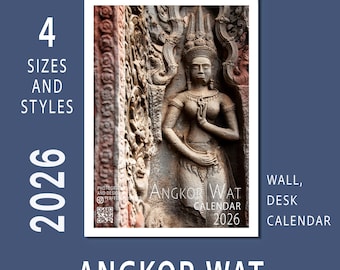 Angkor Wat 2026 Calendar Temple Khmer Cambodia Table Book Wall A4 A3 Vertical Horizontal Monthly Organiser Fine Art Print Travel Decor