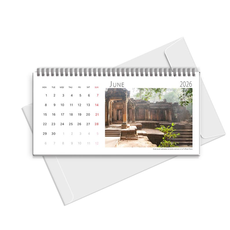 Angkor Wat 2026 Photo Calendar Temple Khmer Cambodia Table Book Wall Vertical Horizontal Monthly Organiser Fine Art Print Travel Decor