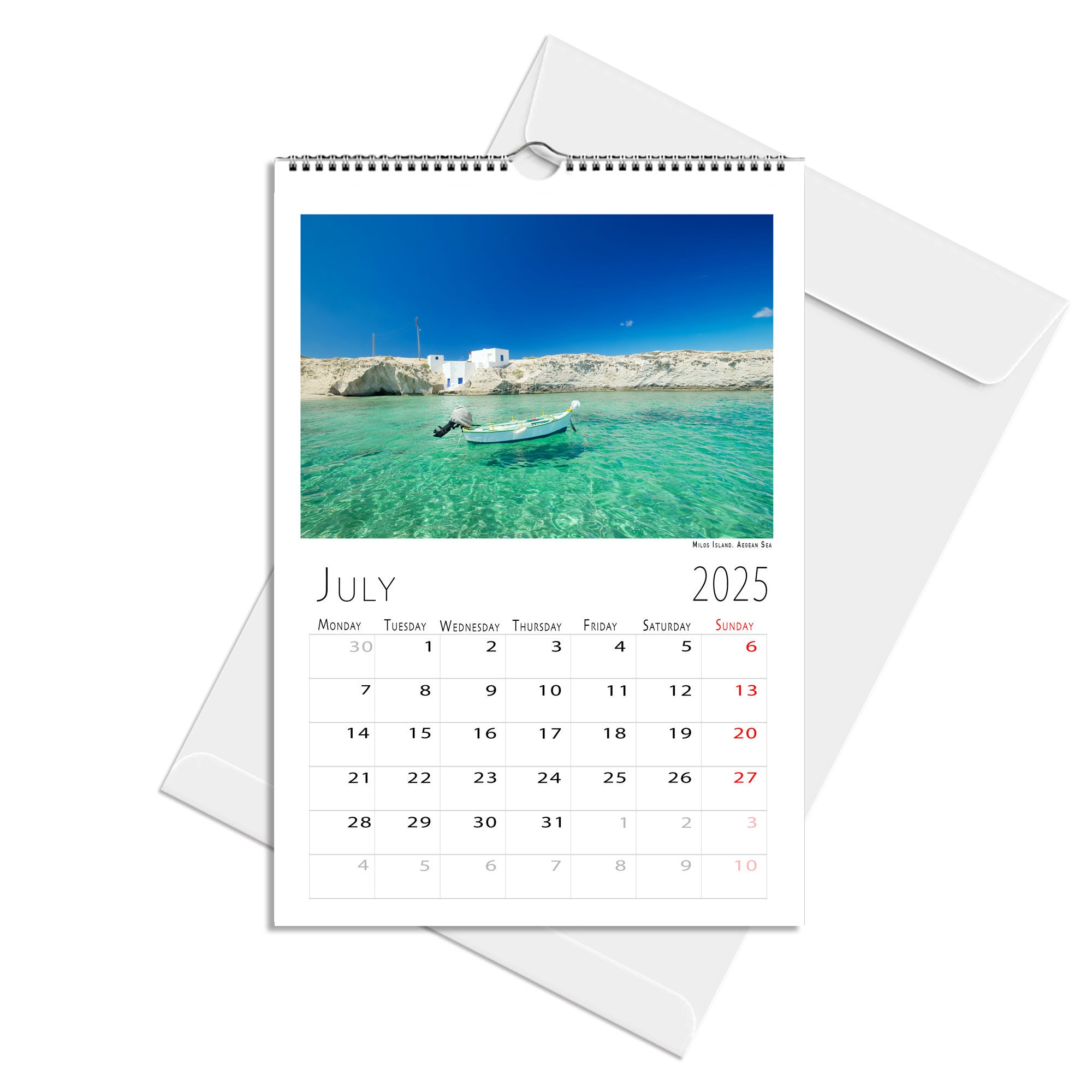 Greece Boats and See 2025 Vertical Wall Photo Calendar A3 A4 Monthly