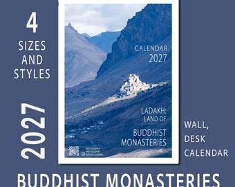 Ladakh Monasteries 2027 Calendar | Wall Vertical Horizontal Desk Photo Book | Prayer Wheel Golden Buddha Eye | India Fine Art Photography